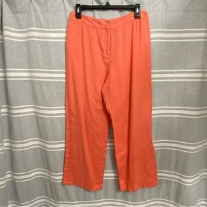 ANN TAYLOR LOFT / Coral Linen Wide Leg Pants Size 10P